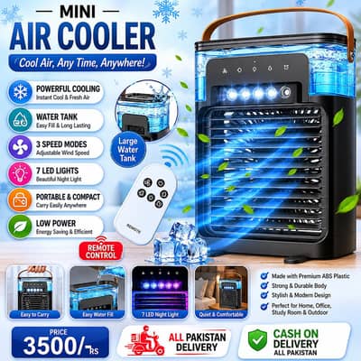 Mini Air Cooler Portable Remote Control Black ABS