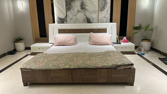 Turkish Bed used (low profile) + 2 side tables + FREE mattress