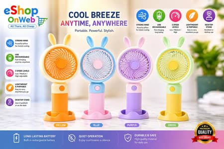 Fan Rechargeable For Kids with portable 3 speed Fan