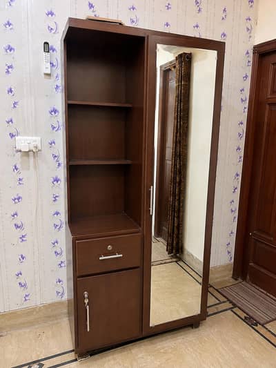 Dressing Wardrobe with Mirror, Drawer & Storage.
