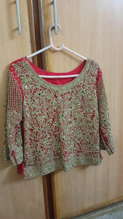 bridal lengha net red colour