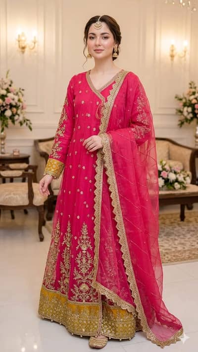 Designer 3PC Pishwas with Culotte & Dupatta | Wedding & Party Wear