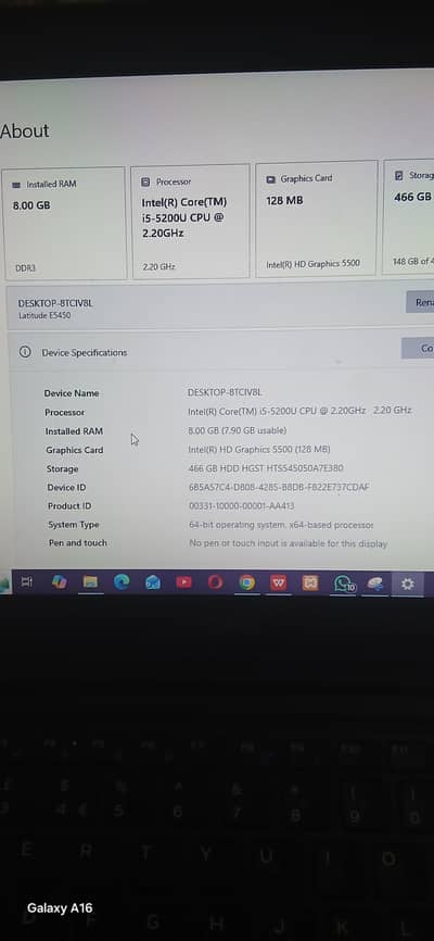 Dell Latitude E5450 | core i5 5th Gen | 8GB RAM | 500 HDD