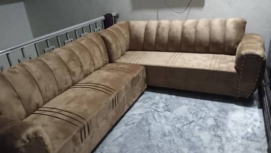 wooden bed and 6 seats sofa set and dressing table
