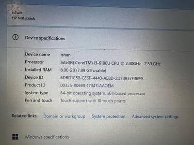 Dell notebook with touch screen