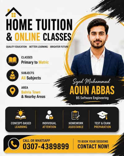 Home Tuition & Online Classes | Primary to Matric | Bahria Town Lahore