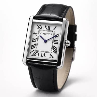 Cartier Style Leather Watch | Roman Dial