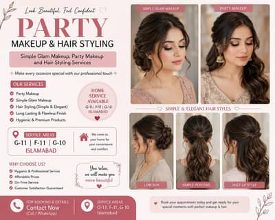  PARTY MAKEUP & HAIR STYLING HOME SERVICE 