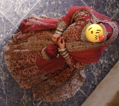 Elegant Red Bridal Lehenga One Time Used Heavy Handwork Modest