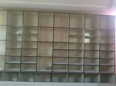 wooden shelves and racks