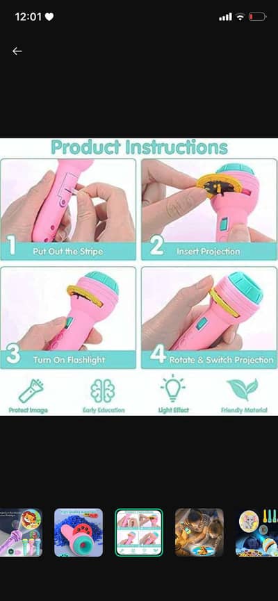 HD projection flashlight for kids