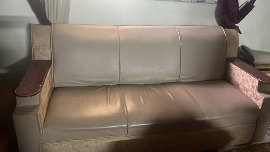 Semi-Leatherette / Fabric Mix 5-Seater Sofa