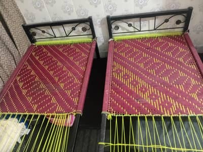 2 iron Charpai / Single Bed - Black Color - 42" x 72"