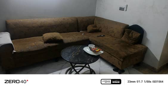 Brown Hall And Drawing L shaped sofa 7 seater