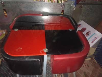 glass table for coffee and console, 4 chairs