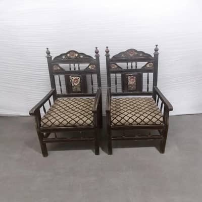 Wooden 2 Seater Sofa + 2 Sofa Chairs -Multan