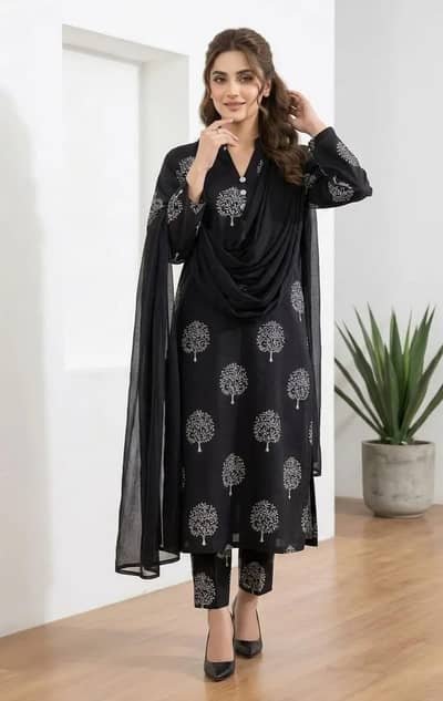 3 pcs woman stitched arabic lawn block