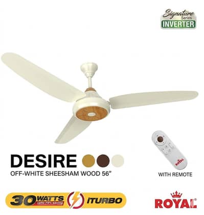 Royal fans desire inverter ceilling fan  56" --offwhite  sheesham wood