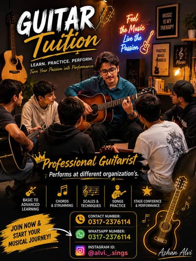 Beginner to professional level guitar academy.
