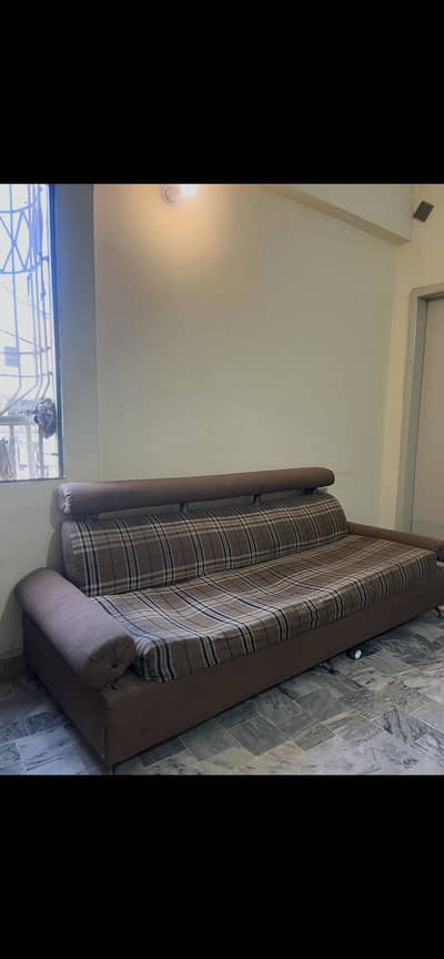 Brown Plaid Sofa Set for Sale
