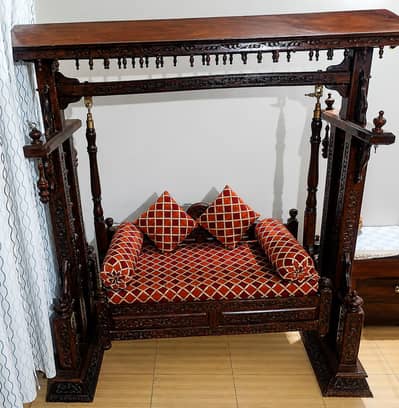 Premium Handcrafted Wooden Jhoola / Indoor Swing with Cushions