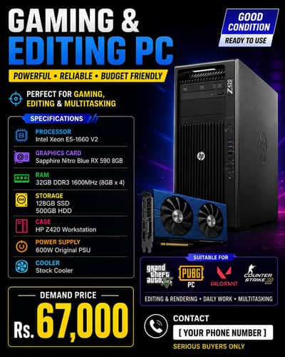 Xeon E5-1660 V2 | RX 590 8GB Gaming PC