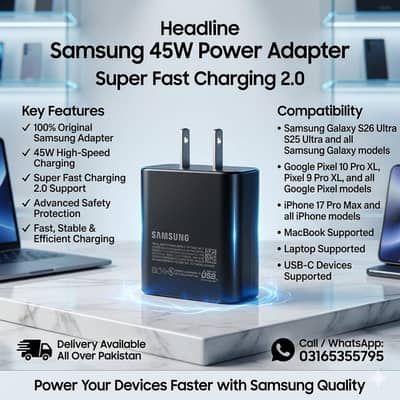 Samsung 45W 100% Original Super Fast Charger S26 S25 s24 S23 s22 Ultra