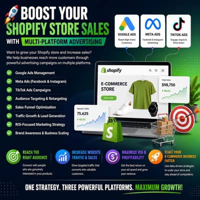 Boosts shopify sales with Google ads Facebook ads,tiktok marketing