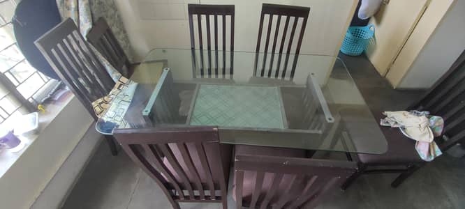 6 seater glass top 5ftx3ft dining table