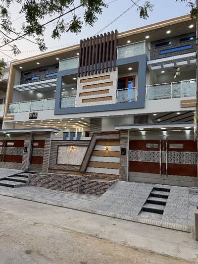 (DIRECT OWNER DEAL)  One Of The Top Notch construction & Ultra Modern Architect 400 sq yards main 60 feet road facing lease banglow for sale in heart of malir cantt super hot location in SAADI TOWN