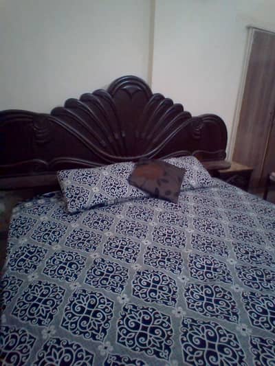 King size Bed with mattress and two side tables