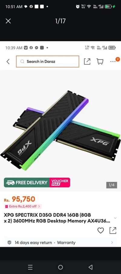 8gb ddr4 ram 3600 mgz