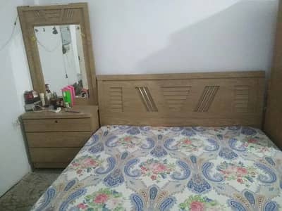 Bed without matress , Dressing & Divider,Almari