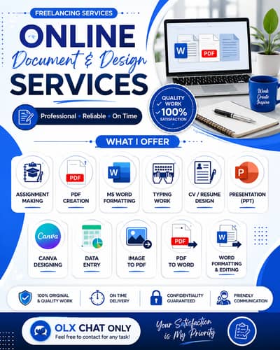 Online Document & Design Services | Assignments, PDF, Typing, PPT & C