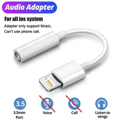 Lightning to Headphone Jack Adapter White ABS Plastic