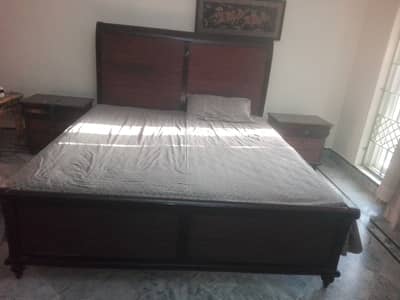 King size bed , spring mattress and two side tables