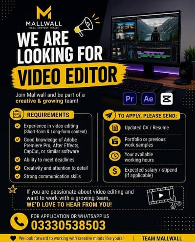 Video Editor Required – Mallwall