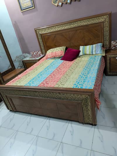 bedset with 2 side tables ,huge dressing table with 2 mirrors
