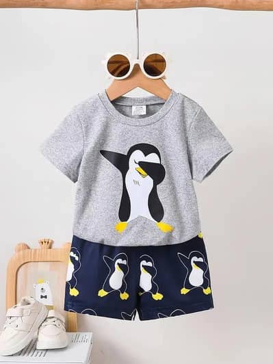 Penguin Print 2-Piece Night Suit for Boys Grey 1-5Yr