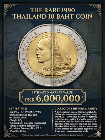 Antique UK coin | Rare 1990 Thailand 10 Baht Coin (B. E. 2533) - Highly