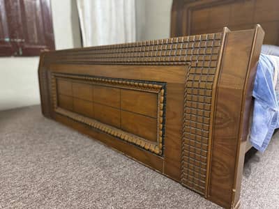 King Size Bed Wooden & Side Tables