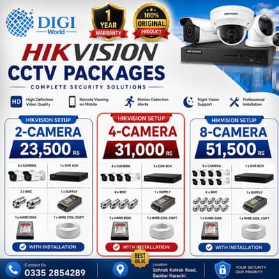 Hikvision CCTV Camera Packages | 1 Year Warranty | CCTV Setup
