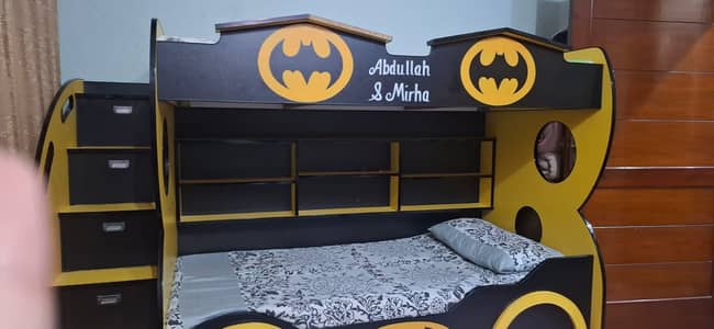 Premium Batman Theme Kids Bunk Bed with Storage Stairs