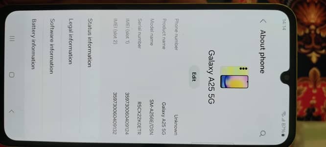 Samsung galaxy A25 5G 8/256gb