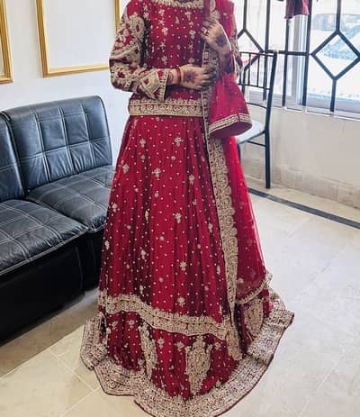 Wedding dress for sale|1 time used|Red|Medium|good condition |