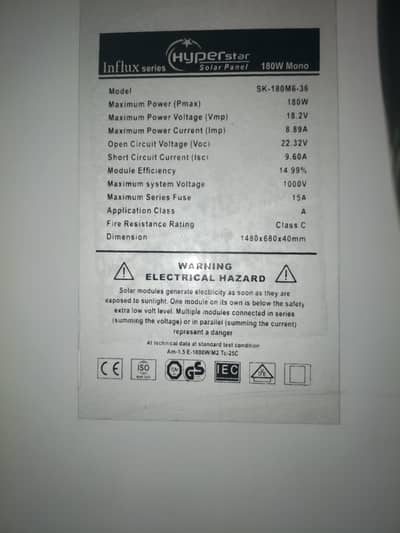 5 Monocrystalline Solar Panels 180W Each – Good Condition