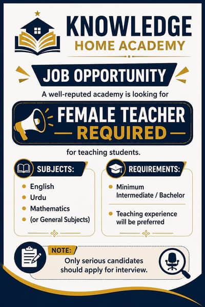 job for female  teacher