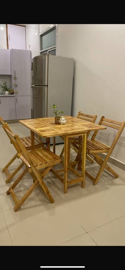 WOODEN FOLDABLE CHAIR AND TABLE 4 seater