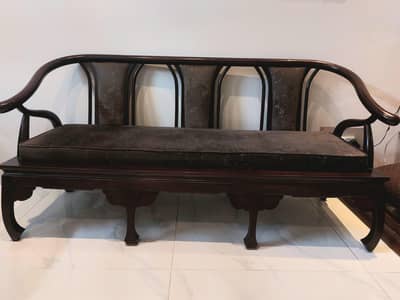 Solid Wood 3-Seater Bench Sofa