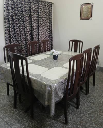 Wooden Dining Table with 8 Chairs